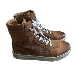 Iron Jias Retro Leather Motorcycle Boots Men's Size 8.5 Brown Side Zipper Riding